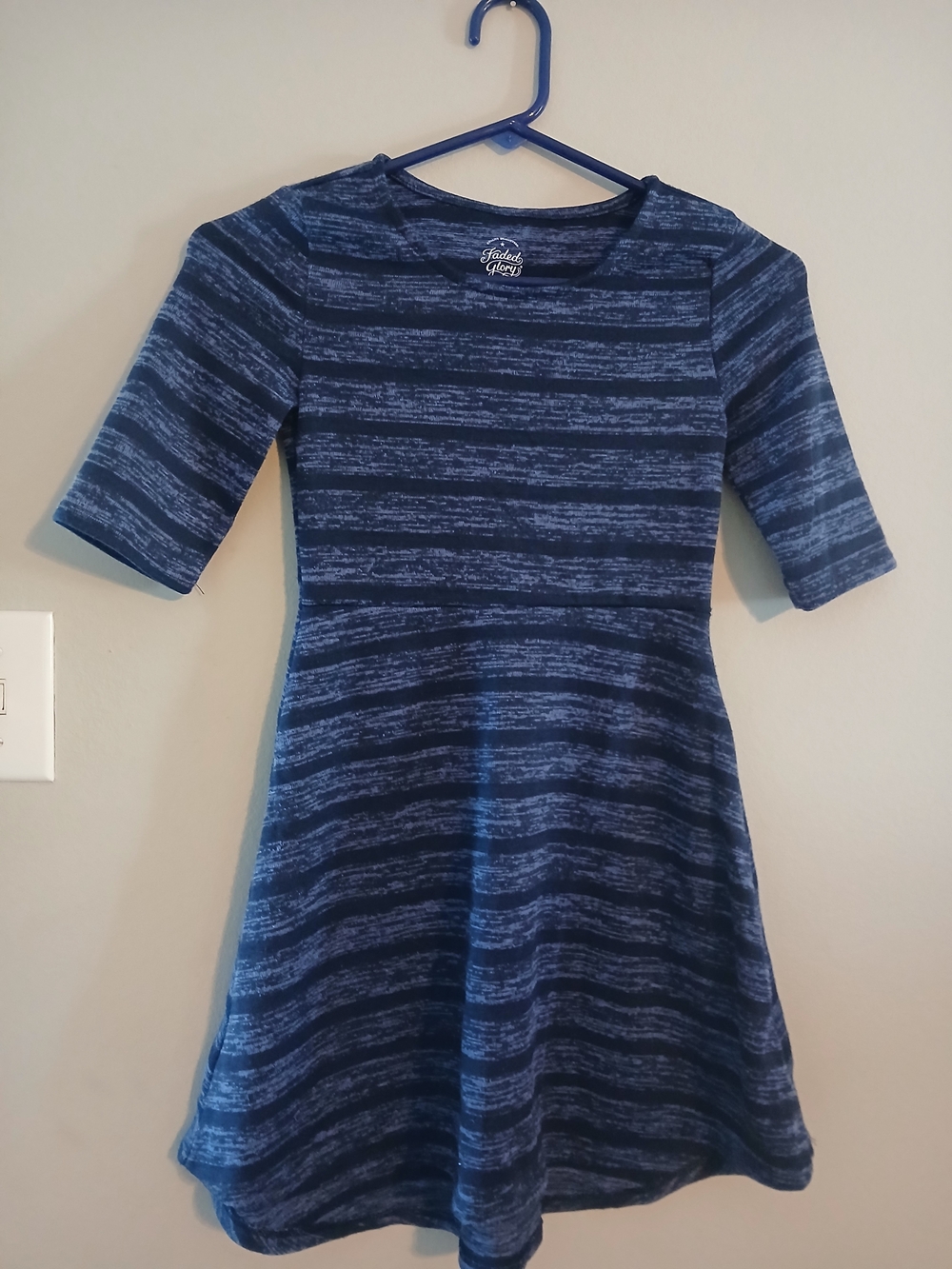 Faded Glory Navy Heathered Stripe Fit-and-Flare Dress